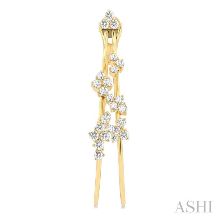 2 1/6 Ctw Scatter Round Cut Diamond Fashion Double Hoop Earrings in 14K Yellow Gold