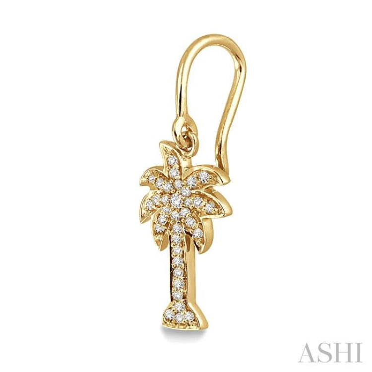 1/4 Ctw Palm Tree Round Cut Diamond Earrings in 14K Yellow Gold