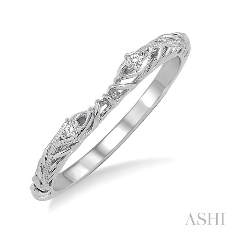 1/50 ctw Round Cut Diamond Wedding Band in 14K White Gold