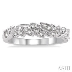 1/10 ctw Round Cut Diamond Wedding Band in 14K White Gold