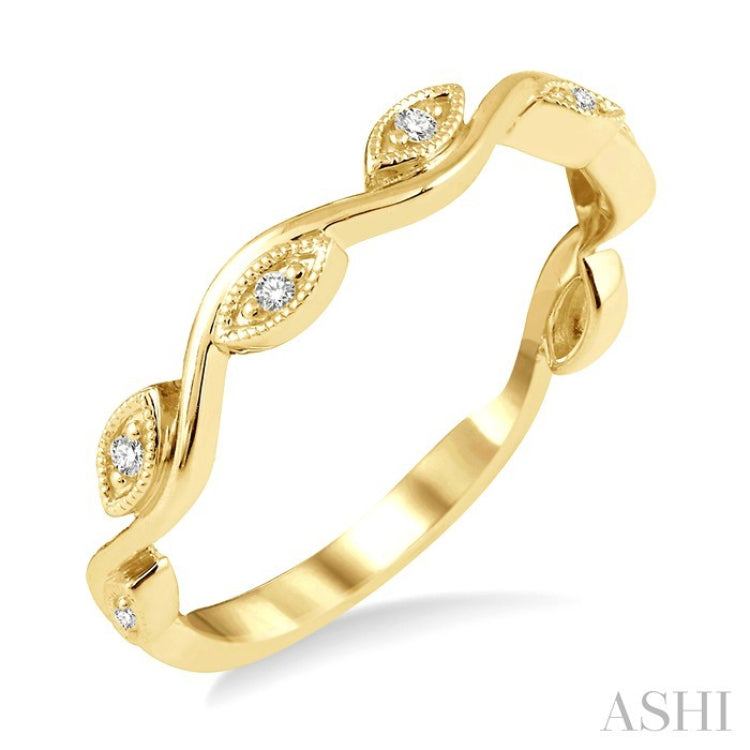 1/20 Ctw Marquise Shape Round Cut Diamond Stackable Band in 14K Yellow Gold