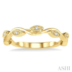 1/20 Ctw Marquise Shape Round Cut Diamond Stackable Band in 14K Yellow Gold