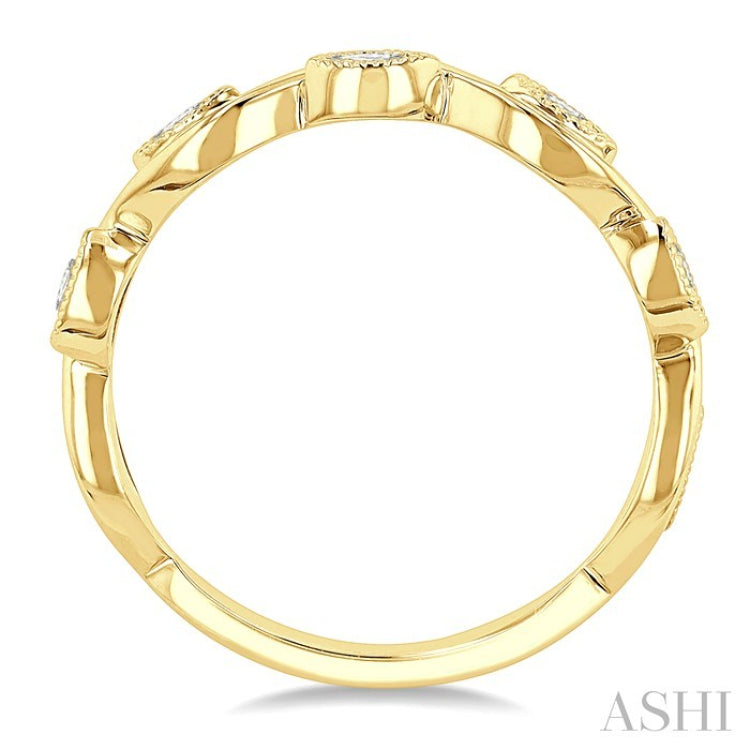 1/20 Ctw Marquise Shape Round Cut Diamond Stackable Band in 14K Yellow Gold