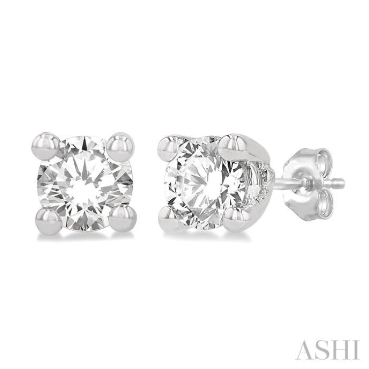 1/20 Ctw Round Cut Diamond Stud Earrings in 14K White Gold