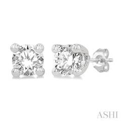1/20 Ctw Round Cut Diamond Stud Earrings in 14K White Gold
