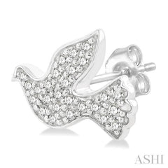 1/6 Ctw Petite Dove Round Cut Diamond Fashion Stud Earrings in 10K White Gold