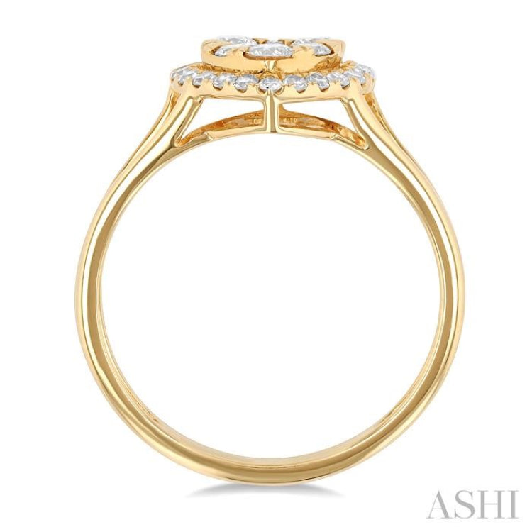 1/2 Ctw Heart Shape Lovebright Round Cut Diamond Engagement Ring in 14K Yellow & White gold
