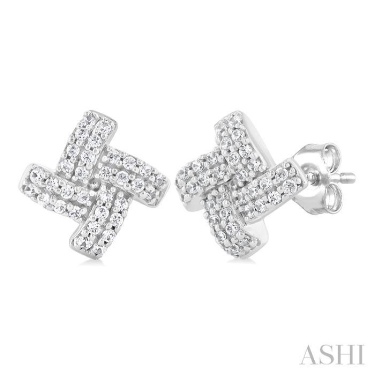 1/5 Ctw Petite Pinwheel Round Cut Diamond Fashion Stud Earring in 10K White Gold