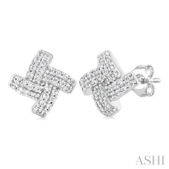 1/5 Ctw Petite Pinwheel Round Cut Diamond Fashion Stud Earrings in 10K White Gold