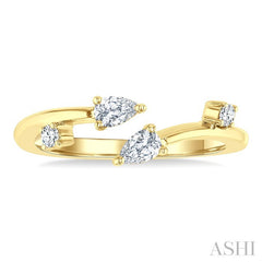 1/4 Ctw Open Bypass Pear and Round Cut Diamond Fashion Ring in 14K Yellow Gold