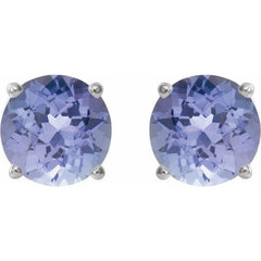 Platinum 7 mm Natural Tanzanite Stud Earrings