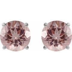 Sterling Silver 7 mm Natural Pink Morganite Stud Earrings