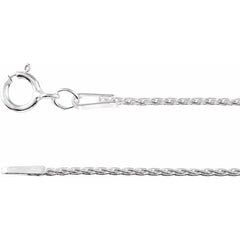 Sterling Silver 1 mm Wheat 7" Chain