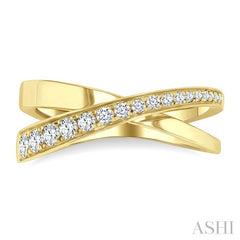 1/3 Ctw Split Criss Cross Round Cut Diamond Fashion Ring in 14K Yellow Gold