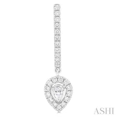 1/2 Ctw Pear and Round Cut Diamond Fashion Half Hoop Earrings in 14K White Gold