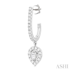 1/2 Ctw Pear and Round Cut Diamond Fashion Half Hoop Earrings in 14K White Gold