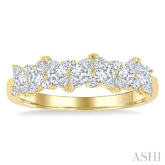 1 Ctw Scatter Marquise and Round Cut Diamond Fashion Band in 14K Yellow Gold