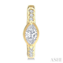 1/3 Ctw Marquise Centerpiece and Round Cut Diamond Fashion Huggie Earrings in 14K Yellow Gold