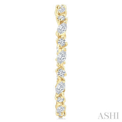 1 1/6 Ctw Inside & Outside Marquise and Round Cut Diamond Fashion Open Hoop Earrings in 14K Yellow Gold