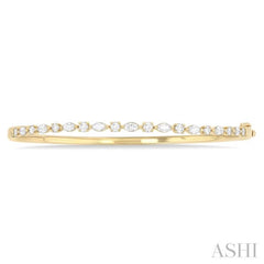 1.00 Ctw Marquise and Round Cut Diamond Fashion Bangle in 14K Yellow Gold