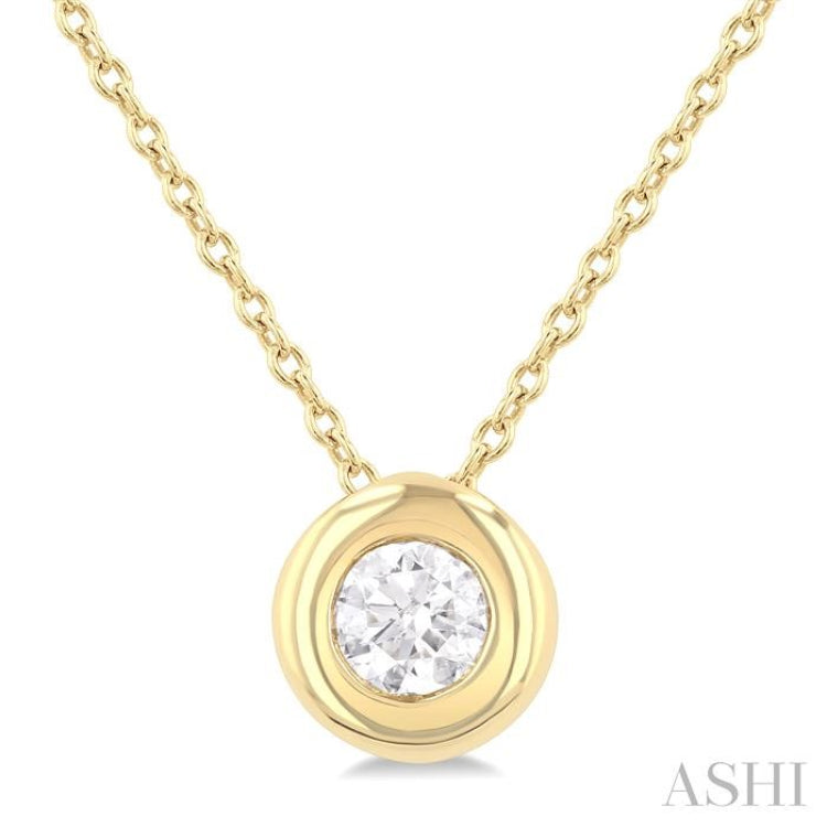 1/3 Ctw Bubble Bezel Set Round Cut Diamond Fashion Pendant With Chain in 14K Yellow Gold