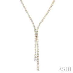9.00 Ctw Y-Split Round Cut Diamond Lariat Necklace in 14K Yellow Gold