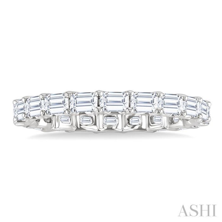 2 1/10 Ctw East-West Set Emerald Cut Diamond Eternity Wedding Band in 14K White Gold