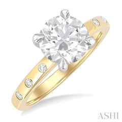 1/6 Ctw Circular Shape Round Cut Diamond Semi-Mount Engagement Ring in 14K Yellow and White Gold
