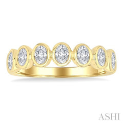 1 Ctw 7 Stone Bezel Set Oval Cut Diamond Fashion Band in 14K Yellow Gold