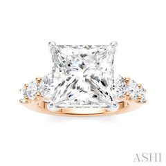 1 1/4 Ctw Princess Shape Round Cut Diamond Semi-Mount Engagement Ring in 14K Rose and White Gold