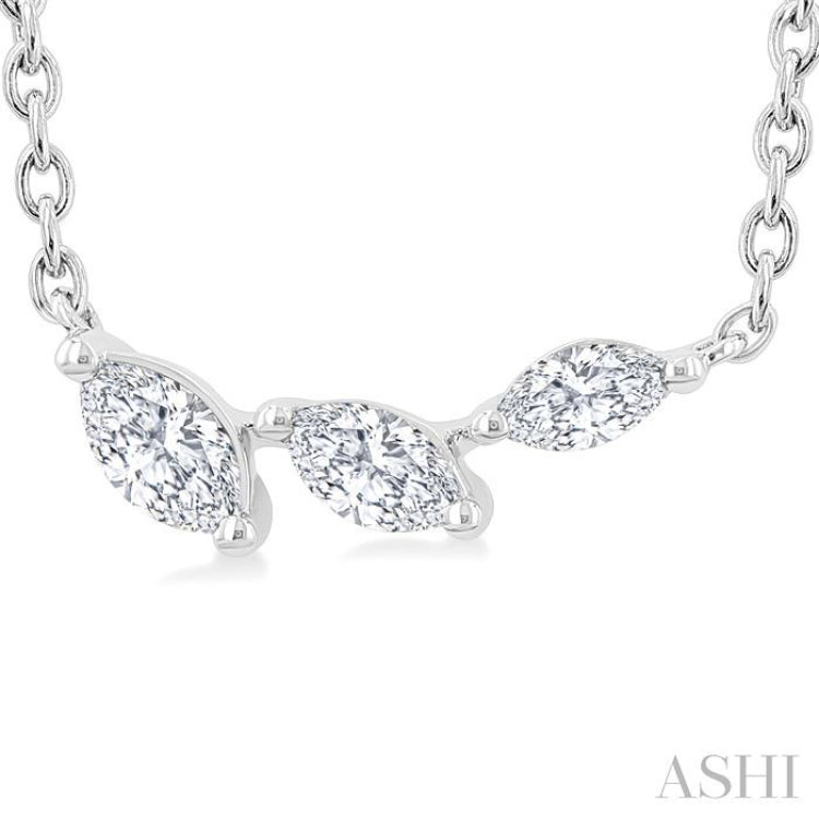 1/6 Ctw Graduated Marquise Cut Diamond Fashion Necklace in 14K White Gold