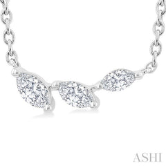 1/6 Ctw Graduated Marquise Cut Diamond Fashion Necklace in 14K White Gold
