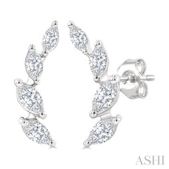 1/2 Ctw Marquise Cut Diamond Leaf Vine Fashion Stud Earrings in 14K White Gold