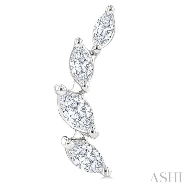 1/2 Ctw Marquise Cut Diamond Leaf Vine Fashion Stud Earrings in 14K White Gold