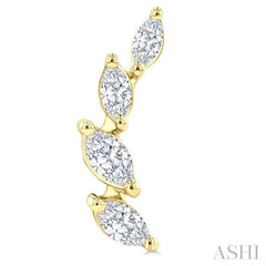 1/2 Ctw Marquise Cut Diamond Leaf Vine Fashion Stud Earrings in 14K Yellow Gold