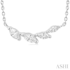 1/4 Ctw Graduated Marquise Cut Diamond Fashion Necklace in 14K White Gold