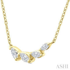 1/4 Ctw Graduated Marquise Cut Diamond Fashion Necklace in 14K Yellow Gold