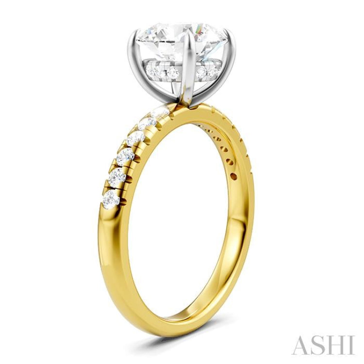 1/3 Ctw Circular Shape Round Cut Diamond Semi-Mount Engagement Ring in 14K Yellow and White Gold