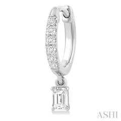 3/8 Ctw Octagon Shape and Round Cut Diamond Fashion Huggie Petite Earrings in 14K White Gold