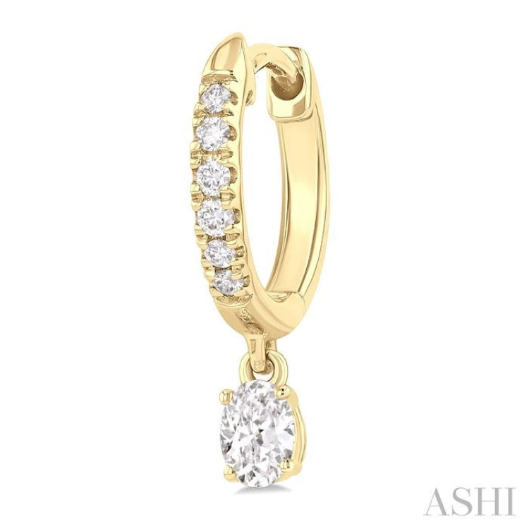 3/8 Ctw Oval Shape and Round Cut Diamond Fashion Huggie Petite Earrings in 14K Yellow Gold