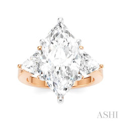 1 Ctw Marquise Shape Trillion and Round Cut Diamond Semi-Mount Engagement Ring in 14K Rose and White Gold