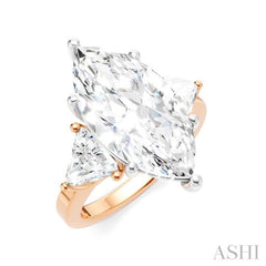 1 Ctw Marquise Shape Trillion and Round Cut Diamond Semi-Mount Engagement Ring in 14K Rose and White Gold