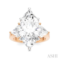 1 Ctw Marquise Shape Trillion and Round Cut Diamond Semi-Mount Engagement Ring in 14K Rose and White Gold