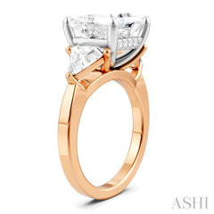 1 Ctw Princess Shape Trillion Cut & Round Cut Diamond Semi-Mount Engagement Ring in 14K Rose and White Gold