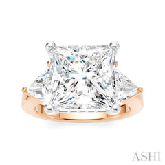 1 Ctw Princess Shape Trillion Cut & Round Cut Diamond Semi-Mount Engagement Ring in 14K Rose and White Gold