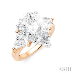 1 Ctw Pear Shape Trillion Cut & Round Cut Diamond Semi-Mount Engagement Ring in 14K Rose and White Gold