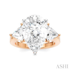 1 Ctw Pear Shape Trillion Cut & Round Cut Diamond Semi-Mount Engagement Ring in 14K Rose and White Gold