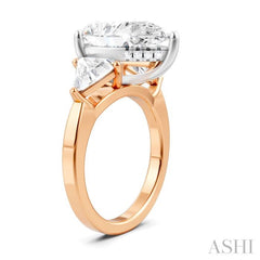 1 Ctw Pear Shape Trillion Cut & Round Cut Diamond Semi-Mount Engagement Ring in 14K Rose and White Gold