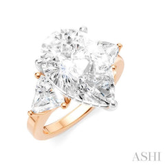1 Ctw Pear Shape Trillion Cut & Round Cut Diamond Semi-Mount Engagement Ring in 14K Rose and White Gold