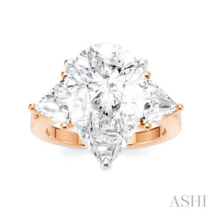 1 Ctw Pear Shape Trillion Cut & Round Cut Diamond Semi-Mount Engagement Ring in 14K Rose and White Gold